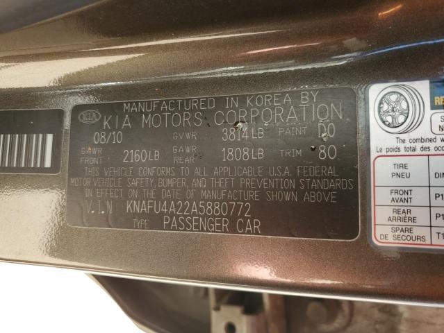 KNAFU4A22A5880772 - 2010 KIA FORTE EX GRAY photo 12