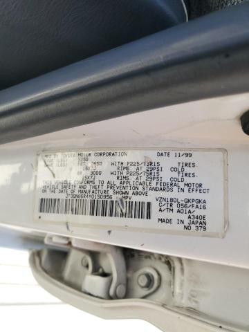 JT3GN86R4Y0150956 - 2000 TOYOTA 4RUNNER SR5 WHITE photo 13