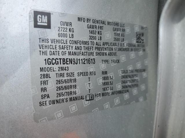 1GCGTBEN9J1121613 - 2018 CHEVROLET COLORADO SILVER photo 12