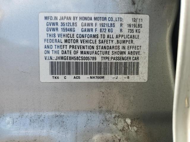 JHMGE8H58CS005789 - 2012 HONDA FIT SPORT SILVER photo 12