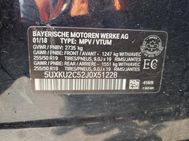 5UXKU2C52J0X51228 - 2018 BMW X6 AWD XDRIVE35I Қара фото 14