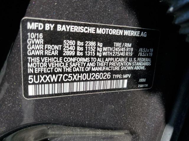 5UXXW7C5XH0U26026 - 2017 BMW X4 XDRIVEM40I GRAY photo 12