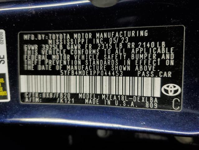 5YFB4MDEXPP044453 - 2023 TOYOTA COROLLA LE BLUE photo 12