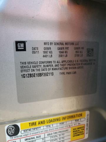 1G1ZB5E18BF392119 - 2011 CHEVROLET MALIBU LS SILVER photo 12