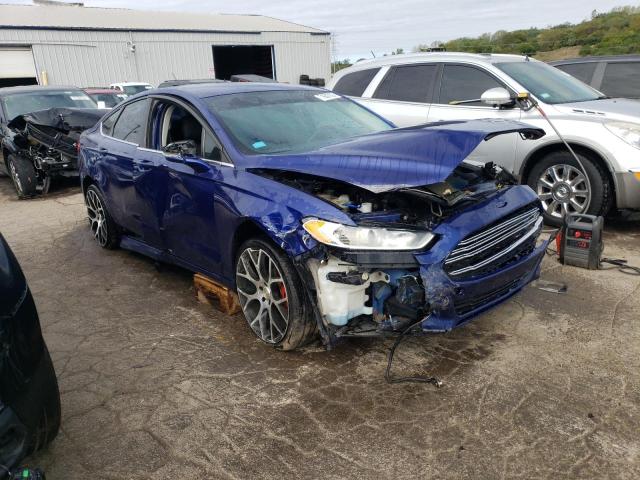 1FA6P0H72E5371393 - 2014 FORD FUSION SE BLUE photo 4