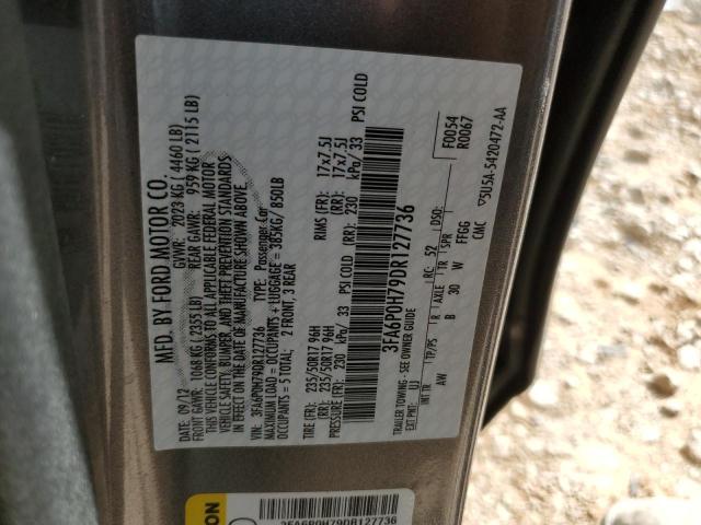 3FA6P0H79DR127736 - 2013 FORD FUSION SE GRAY photo 12