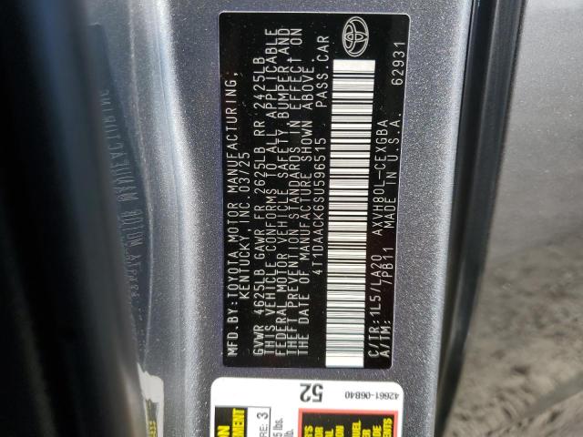 4T1DAACK6SU596515 - 2025 TOYOTA CAMRY XSE 灰色 照片 12