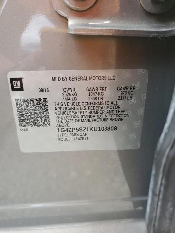 1G4ZP5SZ1KU108808 - 2019 BUICK LACROSSE ESSENCE SILVER photo 13