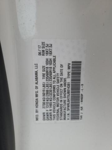 5FNRL6H7XJB014381 - 2018 HONDA ODYSSEY EXL WHITE photo 12