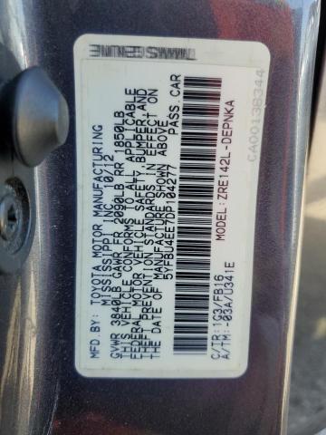 5YFBU4EE7DP104277 - 2013 TOYOTA COROLLA BASE Gris foto 13