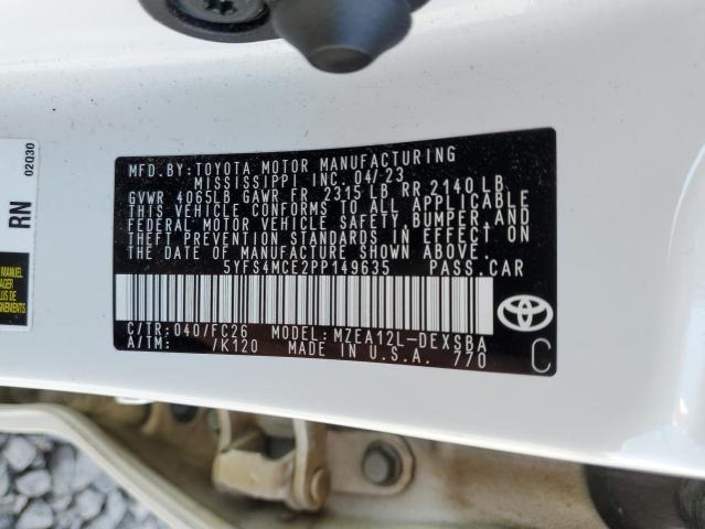 5YFS4MCE2PP149635 - 2023 TOYOTA COROLLA SE თეთრი ფოტო 12