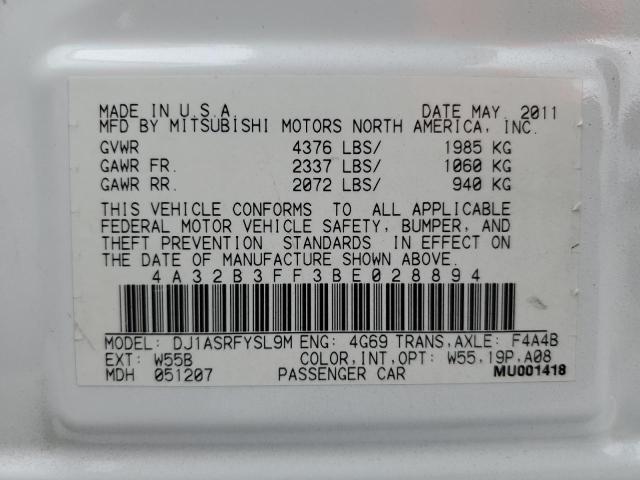 4A32B3FF3BE028894 - 2011 MITSUBISHI GALANT ES WHITE photo 13