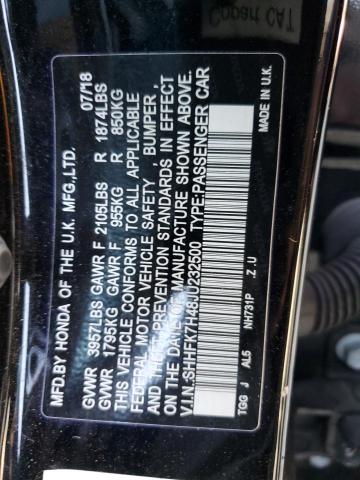 SHHFK7H48JU232500 - 2018 HONDA CIVIC SPORT შავი ფოტო 12