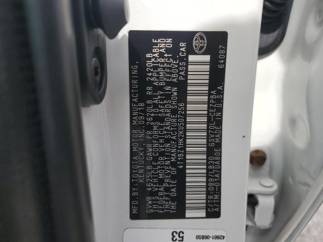 4T1BZ1HK2KU507256 - 2019 TOYOTA CAMRY XSE WHITE photo 12