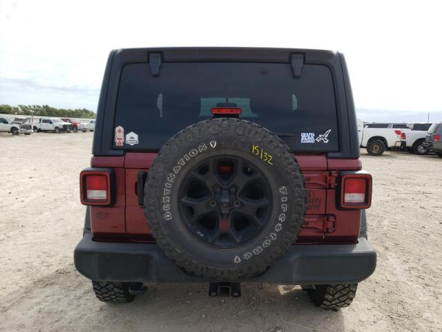 1C4HJXAG7MW729149 - 2021 JEEP WRANGLER SPORT MAROON photo 6