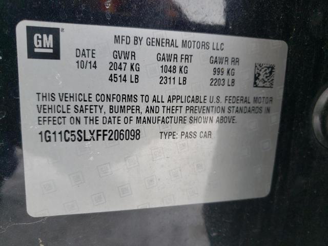 1G11C5SLXFF206098 - 2015 CHEVROLET MALIBU 1LT BLACK photo 13