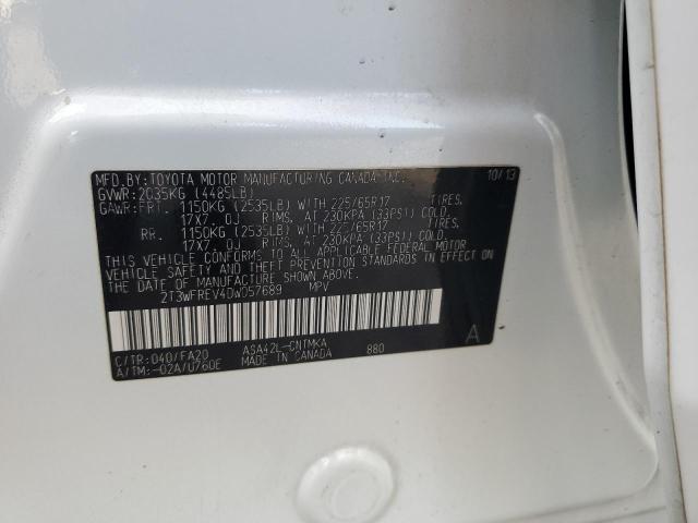 2T3WFREV4DW057689 - 2013 TOYOTA RAV4 XLE WHITE photo 14