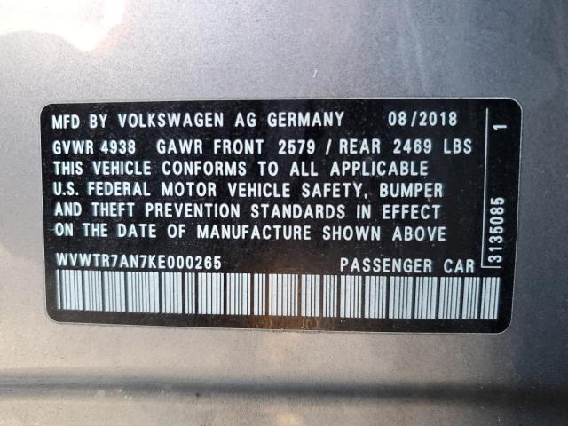 WVWTR7AN7KE000265 - 2019 VOLKSWAGEN ARTEON SEL PREMIUM SILVER photo 12