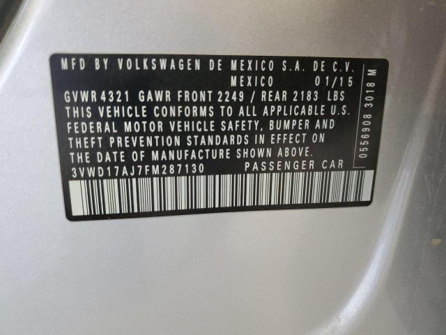 3VWD17AJ7FM287130 - 2015 VOLKSWAGEN JETTA SE SILVER photo 12