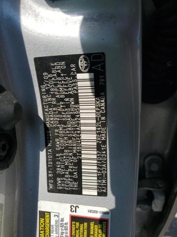 2T1BU4EE4AC324956 - 2010 TOYOTA COROLLA BASE Gümüş foto 12