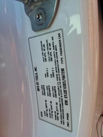 5YJ3E1EB2LF667298 - 2020 TESLA MODEL 3 WHITE photo 12