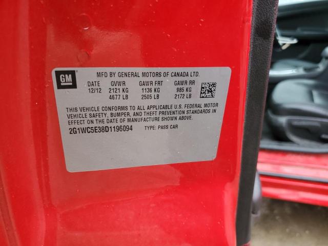 2G1WC5E38D1196094 - 2013 CHEVROLET IMPALA LTZ RED photo 12