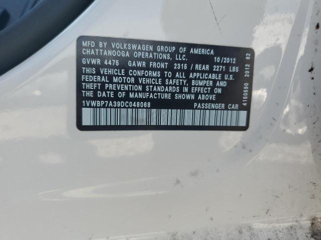 1VWBP7A39DC048068 - 2013 VOLKSWAGEN PASSAT SE 白色 照片 12