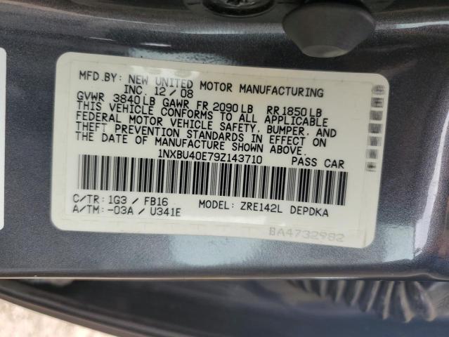 1NXBU40E79Z143710 - 2009 TOYOTA COROLLA BASE رمادي صورة 12