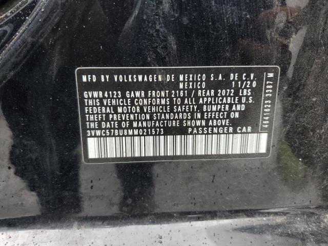 3VWC57BU8MM021573 - 2021 VOLKSWAGEN JETTA S BLACK photo 12