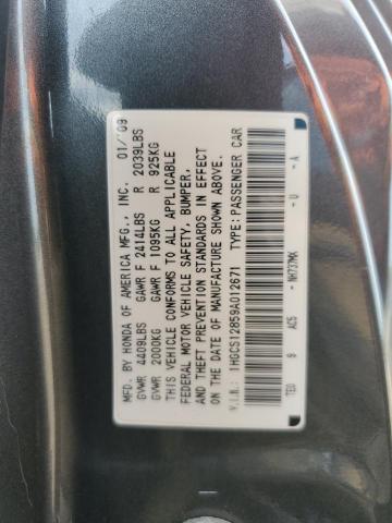 1HGCS12859A012671 - 2009 HONDA ACCORD EXL GRAY photo 12
