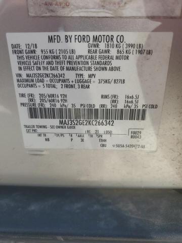 MAJ3S2GE2KC266342 - 2019 FORD ECOSPORT SE Сріблястий фото 13