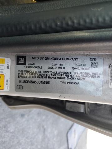 KL8CB6SA5LC456961 - 2020 CHEVROLET SPARK LS ნაცრისფერი ფოტო 12