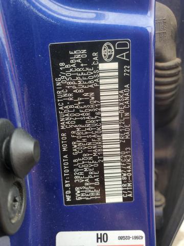 2T1BURHE0KC176217 - 2019 TOYOTA COROLLA L 蓝色 照片 12