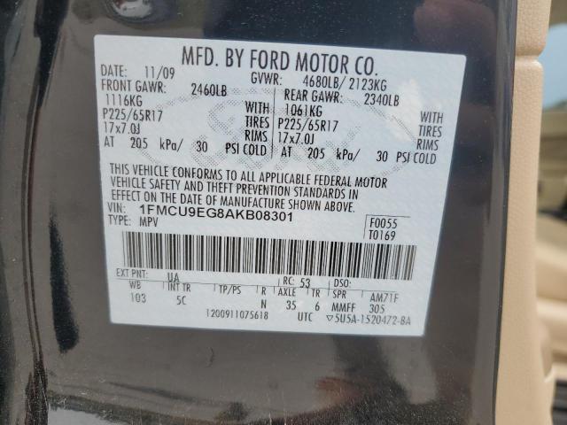 1FMCU9EG8AKB08301 - 2010 FORD ESCAPE LIMITED 黑色 照片 12