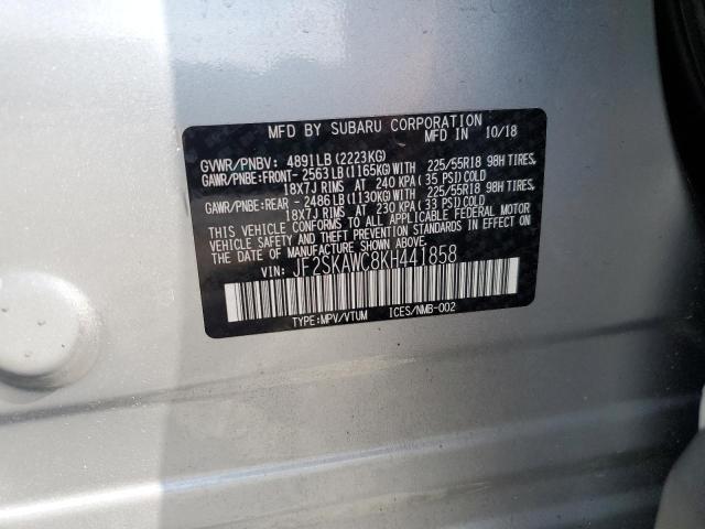 JF2SKAWC8KH441858 - 2019 SUBARU FORESTER TOURING Gümüş foto 12