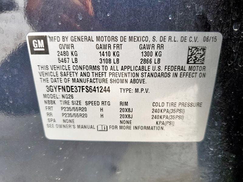 3GYFNDE37FS641244 - 2015 CADILLAC SRX PREMIUM COLLECTION BLUE photo 13