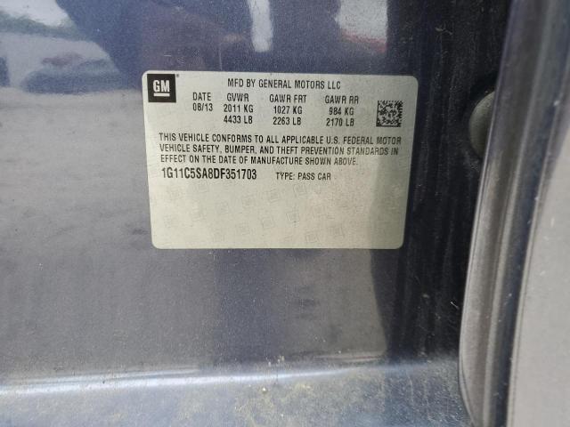 1G11C5SA8DF351703 - 2013 CHEVROLET MALIBU 1LT 蓝色 照片 12