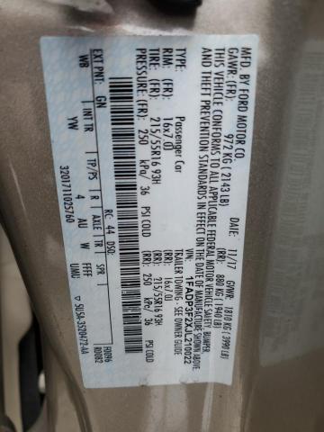 1FADP3F2XJL210022 - 2018 FORD FOCUS SE BEIGE photo 12