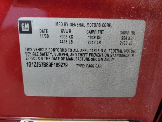 1G1ZJ57B89F189279 - 2009 CHEVROLET MALIBU 2LT RED photo 13