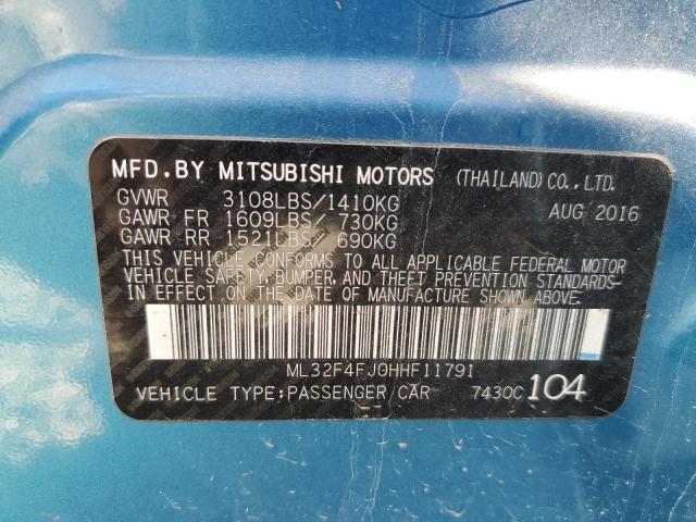 ML32F4FJ0HHF11791 - 2017 MITSUBISHI MIRAGE G4 SE BLUE photo 12