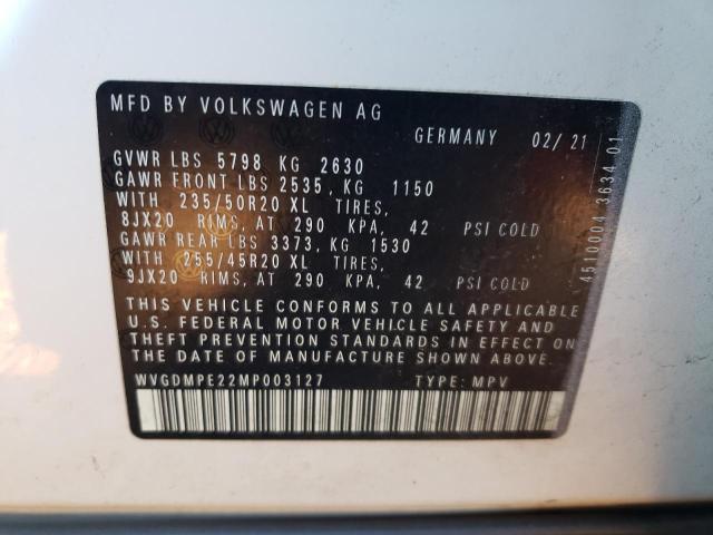 WVGDMPE22MP003127 - 2021 VOLKSWAGEN ID.4 FIRST EDITION WHITE photo 12