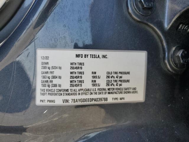 7SAYGDEE0PA039788 - 2023 TESLA MODEL Y 灰色 照片 13