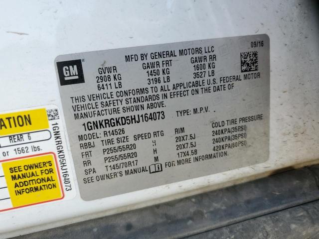 1GNKRGKD5HJ164073 - 2017 CHEVROLET TRAVERSE LT Ağ foto 13