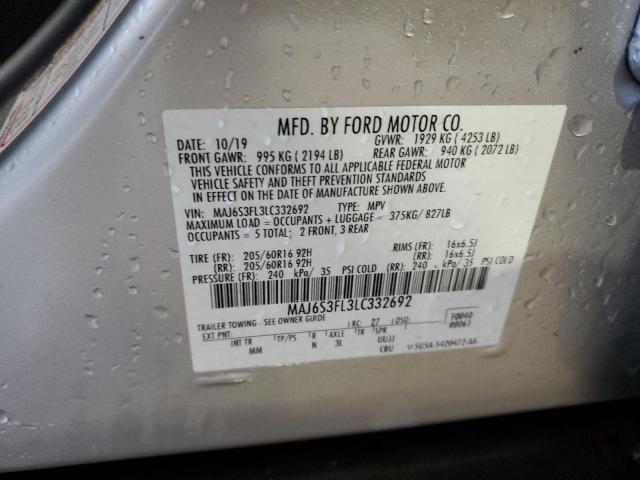 MAJ6S3FL3LC332692 - 2020 FORD ECOSPORT S SILVER photo 13