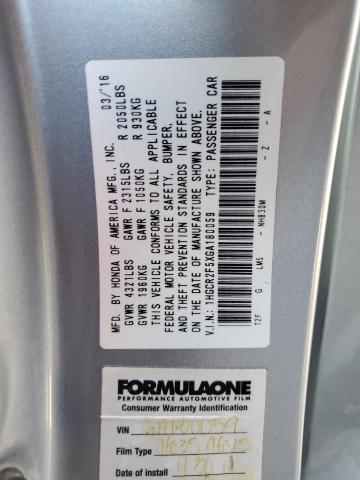 1HGCR2F5XGA180059 - 2016 HONDA ACCORD SPORT فضي صورة 12