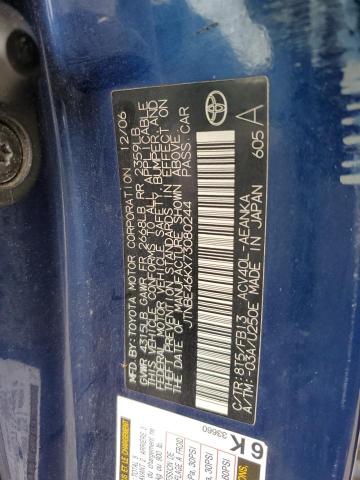 JTNBE46KX73080244 - 2007 TOYOTA CAMRY CE BLUE photo 12