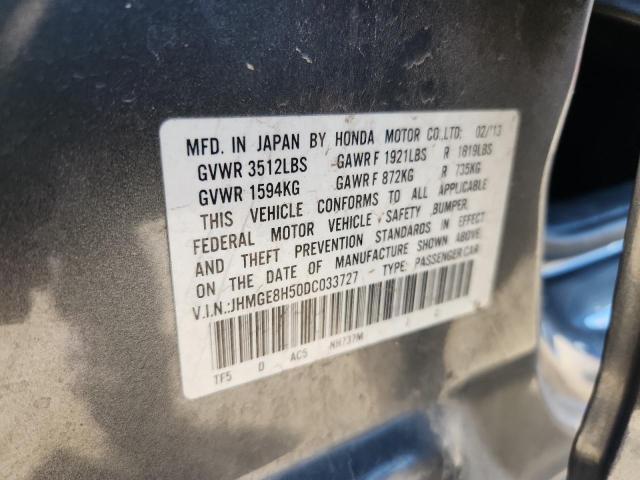 JHMGE8H50DC033727 - 2013 HONDA FIT SPORT ნაცრისფერი ფოტო 12