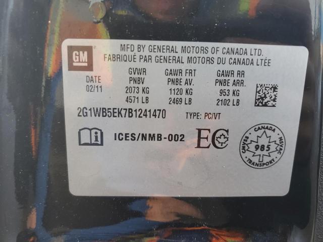 2G1WB5EK7B1241470 - 2011 CHEVROLET IMPALA LT BLACK photo 12