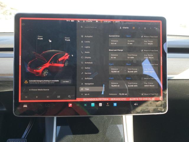 5YJYGDEE3LF017004 - 2022 TESLA MODEL Y BLACK photo 9