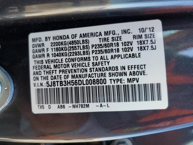 5J8TB3H56DL008800 - 2013 ACURA RDX TECHNOLOGY GRAY photo 13